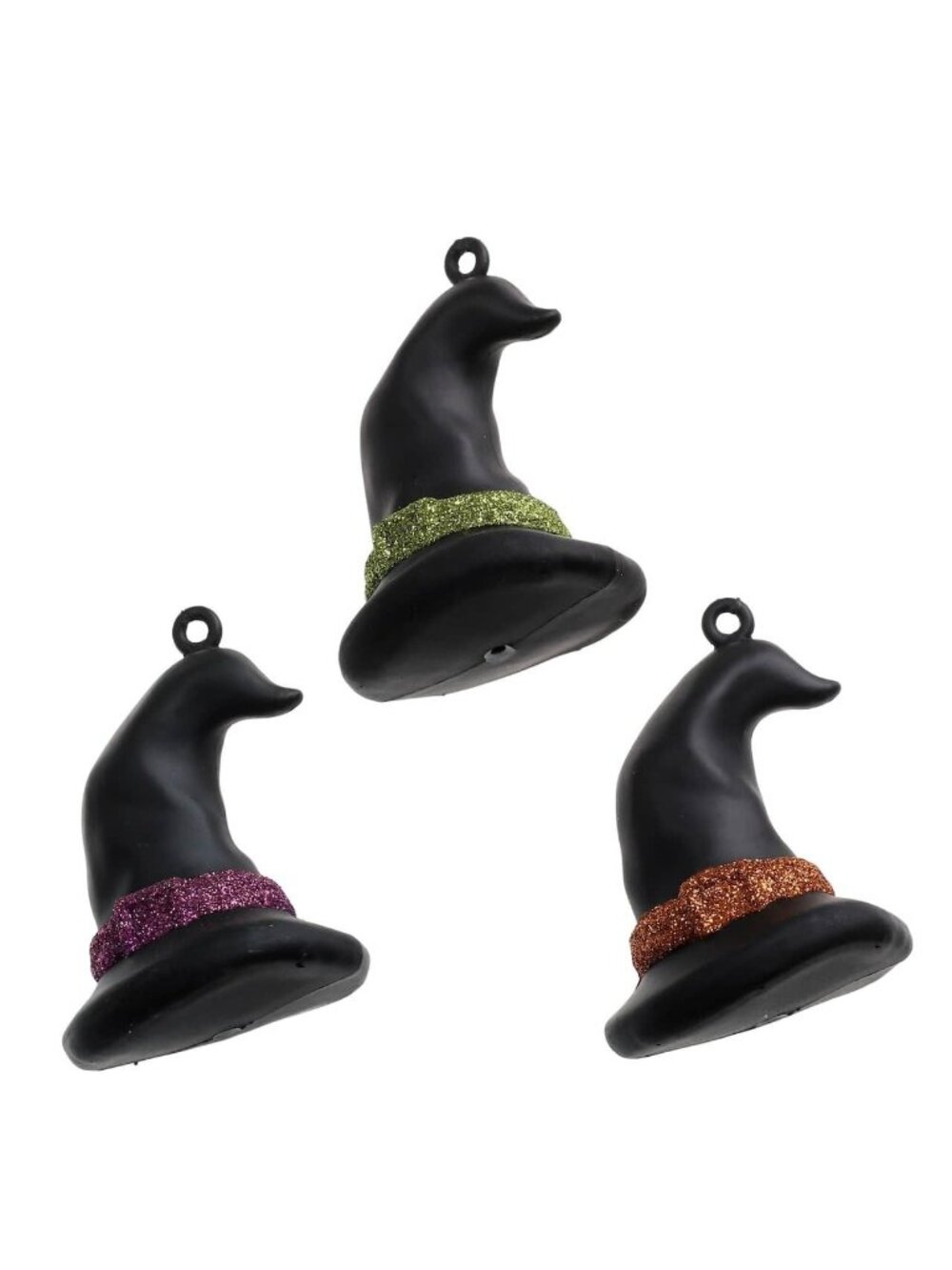 NWT Witch Hat Ornaments Set of 3 Halloween Tree Decor Wicca Samhain Gothmas